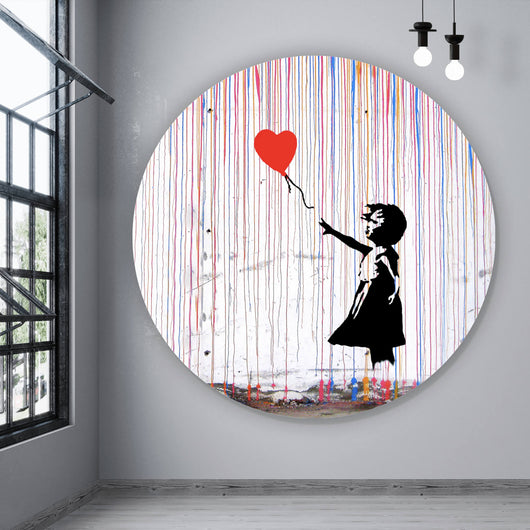Aluminiumbild gebürstet Banksy - Ballon Girl Kreis