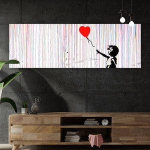 Aluminiumbild gebürstet Banksy - Ballon Girl Panorama