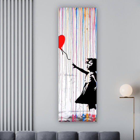 Aluminiumbild gebürstet Banksy - Ballon Girl Panorama Hoch