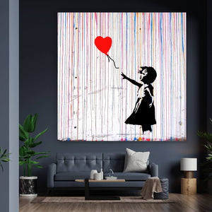 Aluminiumbild Banksy - Ballon Girl Quadrat