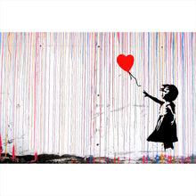 Lade das Bild in den Galerie-Viewer, Aluminiumbild gebürstet Banksy - Ballon Girl Querformat

