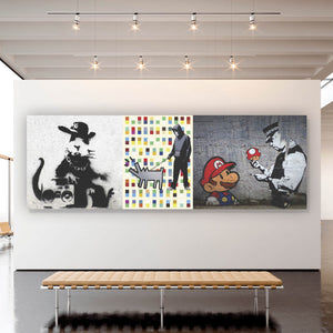 Aluminiumbild gebürstet Banksy - Charakter Collage Panorama