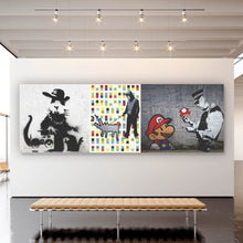 Lade das Bild in den Galerie-Viewer, Aluminiumbild Banksy - Charakter Collage Panorama
