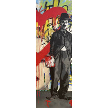 Lade das Bild in den Galerie-Viewer, Leinwandbild Banksy - Charlie Chaplin Panorama Hoch
