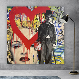 Acrylglasbild Banksy - Charlie Chaplin Quadrat
