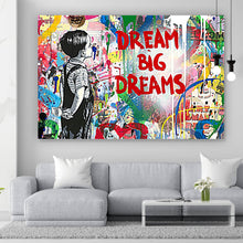 Lade das Bild in den Galerie-Viewer, Spannrahmenbild Banksy - Dream Big Dreams Querformat
