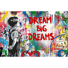 Lade das Bild in den Galerie-Viewer, Leinwandbild Banksy - Dream Big Dreams Querformat
