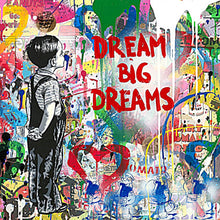 Lade das Bild in den Galerie-Viewer, Acrylglasbild Banksy - Dream Big Dreams Quadrat
