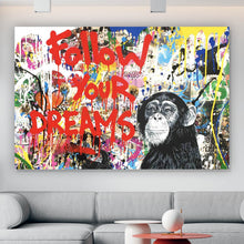 Lade das Bild in den Galerie-Viewer, Leinwandbild Banksy - Follow Your Dreams No. 2 Querformat
