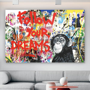 Aluminiumbild Banksy - Follow Your Dreams No. 2 Querformat