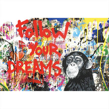 Lade das Bild in den Galerie-Viewer, Aluminiumbild gebürstet Banksy - Follow Your Dreams No. 2 Querformat

