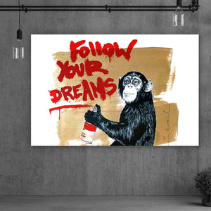 Spannrahmenbild Banksy - Follow Your Dreams Querformat