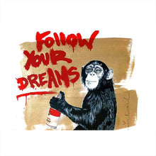 Lade das Bild in den Galerie-Viewer, Aluminiumbild gebürstet Banksy - Follow Your Dreams Querformat
