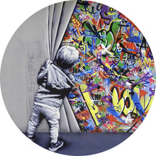 Lade das Bild in den Galerie-Viewer, Aluminiumbild gebürstet Banksy - Graffity Wall Kreis
