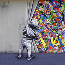 Lade das Bild in den Galerie-Viewer, Aluminiumbild gebürstet Banksy - Graffity Wall Quadrat
