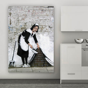 Aluminiumbild gebürstet Banksy - Hausfrau Hochformat
