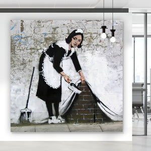 Aluminiumbild Banksy - Hausfrau Quadrat