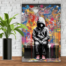 Lade das Bild in den Galerie-Viewer, Aluminiumbild Banksy Kind Abstrakt Hochformat
