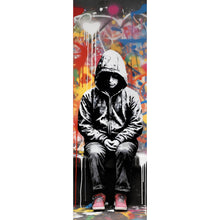 Lade das Bild in den Galerie-Viewer, Aluminiumbild gebürstet Banksy Kind Abstrakt Panorama Hoch

