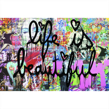 Lade das Bild in den Galerie-Viewer, Spannrahmenbild Banksy - Life is beauitiful Querformat
