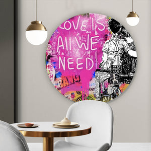 Aluminiumbild gebürstet Banksy - Love is all we need Kreis