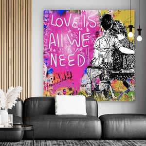 Aluminiumbild Banksy - Love is all we need Quadrat