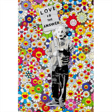 Lade das Bild in den Galerie-Viewer, Aluminiumbild gebürstet Banksy - Love is the answer Hochformat
