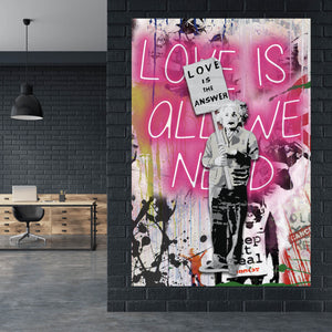 Aluminiumbild gebürstet Banksy - Love is the answer No.2 Hochformat