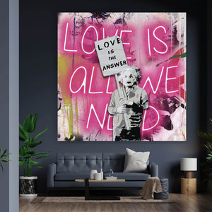 Aluminiumbild gebürstet Banksy - Love is the answer No.2 Quadrat