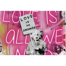 Lade das Bild in den Galerie-Viewer, Aluminiumbild gebürstet Banksy - Love is the answer No.2 Querformat
