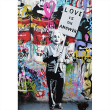 Lade das Bild in den Galerie-Viewer, Aluminiumbild gebürstet Banksy - Love is the answer No.3 Hochformat
