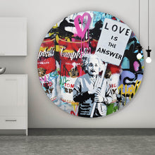 Lade das Bild in den Galerie-Viewer, Aluminiumbild gebürstet Banksy - Love is the answer No.3 Kreis
