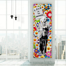 Lade das Bild in den Galerie-Viewer, Aluminiumbild gebürstet Banksy - Love is the answer Panorama Hoch
