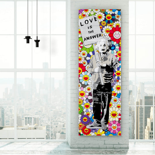 Aluminiumbild gebürstet Banksy - Love is the answer Panorama Hoch