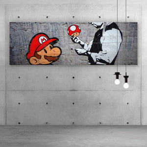 Spannrahmenbild Banksy - Mario´s Mushrooms Panorama