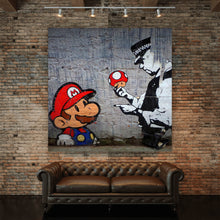Lade das Bild in den Galerie-Viewer, Leinwandbild Banksy - Mario´s Mushrooms Quadrat
