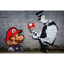 Lade das Bild in den Galerie-Viewer, Leinwandbild Banksy - Mario´s Mushrooms Querformat
