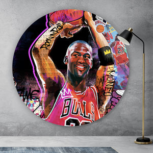 Aluminiumbild gebürstet Basketball Bulls Pop Art Kreis