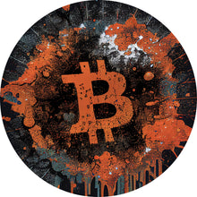 Lade das Bild in den Galerie-Viewer, Aluminiumbild Bitcoin Abstrakt Orange mit Spritzer Kreis
