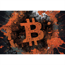 Lade das Bild in den Galerie-Viewer, Spannrahmenbild Bitcoin Abstrakt Orange mit Spritzer Querformat
