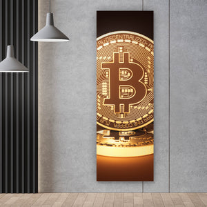 Leinwandbild Bitcoin Münzen Panorama Hoch