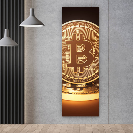 Poster Bitcoin Münzen Panorama Hoch