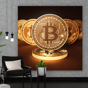 Aluminiumbild gebürstet Bitcoin Münzen Quadrat