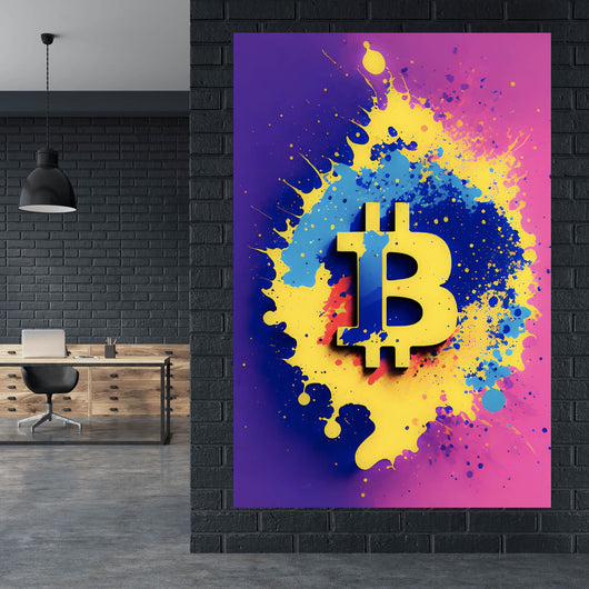 Leinwandbild Bitcoin Pop Art Hochformat