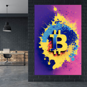 Aluminiumbild gebürstet Bitcoin Pop Art Hochformat