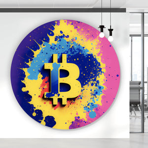 Aluminiumbild Bitcoin Pop Art Kreis