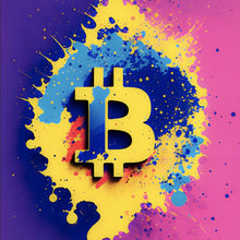 Lade das Bild in den Galerie-Viewer, Aluminiumbild gebürstet Bitcoin Pop Art Quadrat
