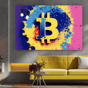 Aluminiumbild gebürstet Bitcoin Pop Art Querformat