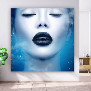 Aluminiumbild Black Lips Galaxy Quadrat