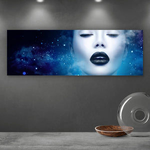 Aluminiumbild gebürstet Black Lips Galaxy Panorama